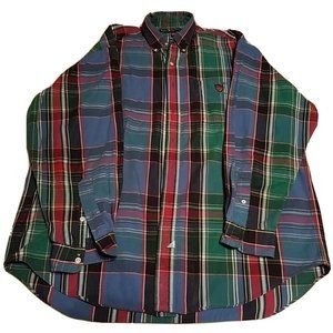 Ralph Lauren Men's Plaid Thick Flannel Button Up Long Sleeve 100% Cotton Large C